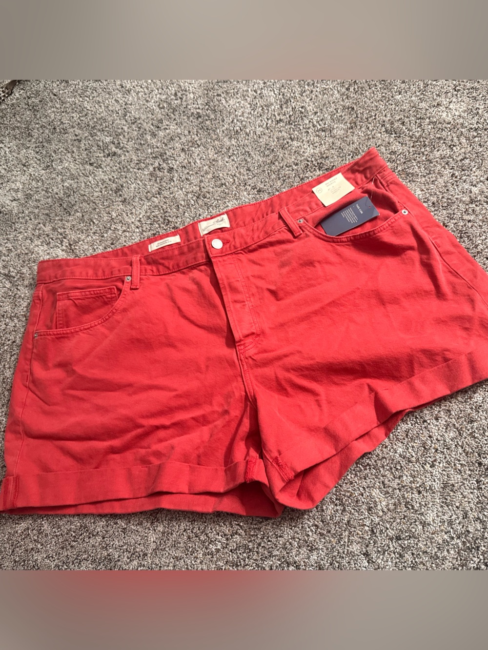 Women’s size 24 red denim mid-rise shorts